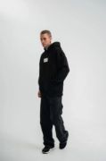 Unisex Kapşonlu Uzun Kol Patchli Nakışlı SweatShirt  - Siyah resmi