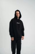Kapşonlu Double Oversize Dijital Patchli SweatShirt - Siyah resmi
