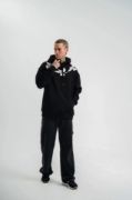 Unisex Uzun Kol Bisiklet Yaka Yıkamalı SweatShirt - Siyah resmi