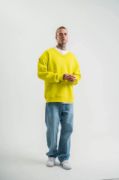 Geniş V Yaka Kol Ribana Detaylı SweatShirt - Sarı resmi
