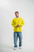Geniş V Yaka Kol Ribana Detaylı SweatShirt - Sarı resmi