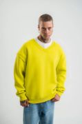 Geniş V Yaka Kol Ribana Detaylı SweatShirt - Sarı resmi