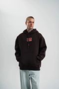 POLIZEI Premium Kalite Unisex Kapşonlu Dijital Patchli SweatShirt - Kahve resmi