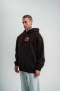 POLIZEI Premium Kalite Unisex Kapşonlu Dijital Patchli SweatShirt - Kahve resmi