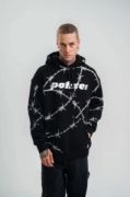 POLIZEI Premium Kalite Kapşonlu Varak Ve Pano Baskılı SweatShirt - Siyah resmi
