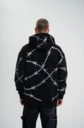 POLIZEI Premium Kalite Kapşonlu Varak Ve Pano Baskılı SweatShirt - Siyah resmi