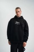 POLIZEI Premium Kalite Kapşonlu Dijital Patchli SweatShirt - Siyah resmi