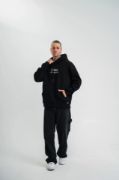 POLIZEI Premium Kalite Kapşonlu Dijital Patchli SweatShirt - Siyah resmi