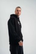 POLIZEI Premium Kalite Kapşonlu Dijital Patchli SweatShirt - Siyah resmi