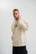 POLIZEI Premium Kalite Kapşonlu Dijital Patchli SweatShirt - Krem resmi