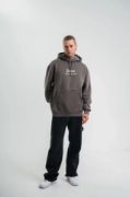 POLIZEI Premium Kalite Kapşonlu Dijital Patchli SweatShirt - Füme resmi