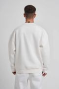 Unisex Biskilet Yaka Üç İplik SweatShirt - Beyaz resmi