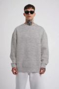 Unisex Biskilet Yaka Üç İplik SweatShirt - Gri resmi