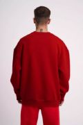 Unisex Biskilet Yaka Üç İplik SweatShirt - Kırmızı resmi