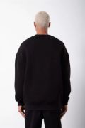 Unisex Biskilet Yaka Üç İplik SweatShirt - Siyah resmi