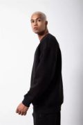 Unisex Biskilet Yaka Üç İplik SweatShirt - Siyah resmi