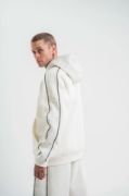 POLIZEI Premium Kalite Unisex Kapşonlu Ara Biyeli SweatShirt - Beyaz resmi