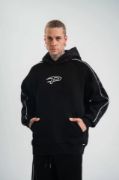 POLIZEI Premium Kalite Unisex Kapşonlu Ara Biyeli SweatShirt - Siyah resmi