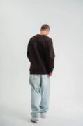 POLIZEI Premium Kalite Bisiklet Yaka Yıkamalı SweatShirt - Kahverengi resmi