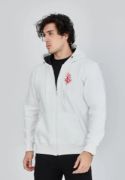 Unisex Baskılı Tam Fermuarlı Kapşonlu SweatShirt - Beyaz resmi