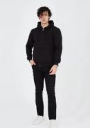 Unisex Tam Fermuarlı Kapşonlu  SweatShirt - Siyah resmi