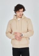 Unisex Tam Fermuarlı Kapşonlu  SweatShirt - Bej resmi