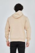 Unisex Tam Fermuarlı Kapşonlu  SweatShirt - Bej resmi
