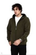 Unisex Tam Fermuarlı Kapşonlu  SweatShirt - Haki resmi
