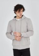 Unisex Tam Fermuarlı Kapşonlu  SweatShirt - Boyalı Gri resmi