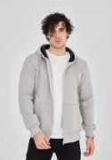 Unisex Tam Fermuarlı Kapşonlu  SweatShirt - Boyalı Gri resmi