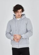 Unisex Tam Fermuarlı Kapşonlu  SweatShirt - Gri resmi