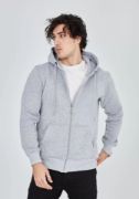 Unisex Tam Fermuarlı Kapşonlu  SweatShirt - Gri resmi