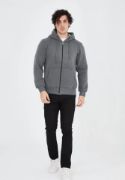 Unisex Tam Fermuarlı Kapşonlu  SweatShirt - Füme resmi