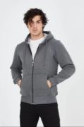 Unisex Tam Fermuarlı Kapşonlu  SweatShirt - Füme resmi