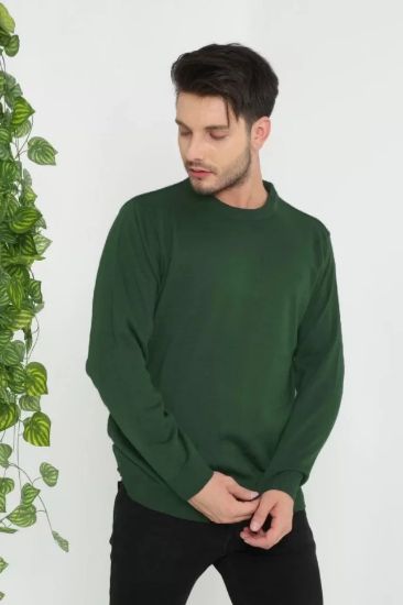 Unisex Uzun Kol Biskilet Yaka Dokuma Triko - Haki resmi