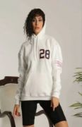 Unisex Kapşonlu Baskılı Sweetshirt - Beyaz resmi