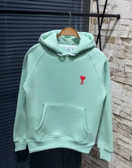 Unisex Kapşonlu Baskılı Sweetshirt - Mint Yeşili resmi