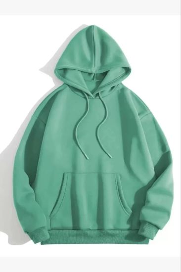 3 İplik Pamuklu Unisex Kapşonlu Sweetshirt - Mint Yeşili resmi