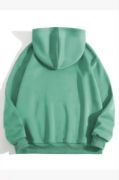 3 İplik Pamuklu Unisex Kapşonlu Sweetshirt - Mint Yeşili resmi
