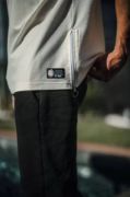Unisex İki Yandan Fermuarlı Parçalı Baskılı Oversize T-shirt - Beyaz resmi