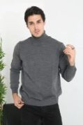 Unisex Tam Boğazlı Balıkçı Yaka Dokuma Triko - Füme resmi