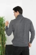 Unisex Tam Boğazlı Balıkçı Yaka Dokuma Triko - Füme resmi