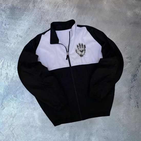 Unisex Uzun Kollu Paraşüt Kumaş Rüzgarlik - Siyah resmi