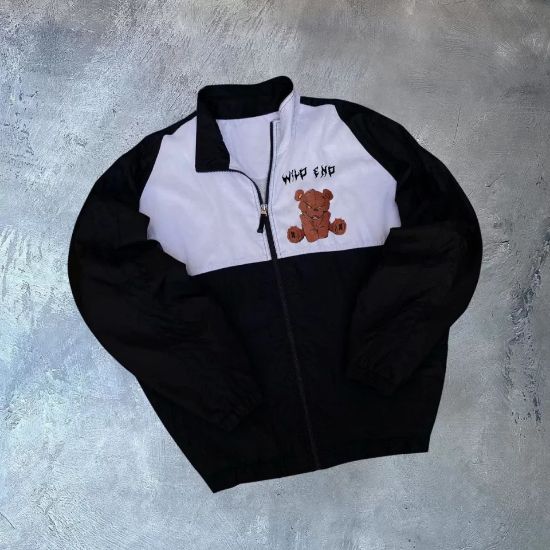 Unisex Uzun Kollu Paraşüt Kumaş Rüzgarlik - Siyah resmi