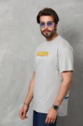 Unisex Basic Bisiklet Yaka Oversize T-Shirt - Gri resmi