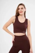 Fitilli Baskılı Crop - Bordo resmi