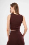 Fitilli Baskılı Crop - Bordo resmi