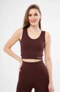 Fitilli Baskılı Crop - Bordo resmi