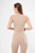 Fitilli Baskılı Crop - Bej resmi