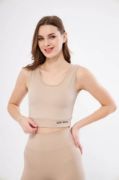 Fitilli Baskılı Crop - Bej resmi